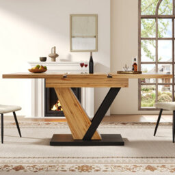 Btm Extendable Dining Table 120160X75X75.5 Cm, Kitchen Or Living Table, Wood Grain Tabletop - thumbnail 2