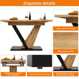 Btm Extendable Dining Table 120160X75X75.5 Cm, Kitchen Or Living Table, Wood Grain Tabletop - thumbnail 5