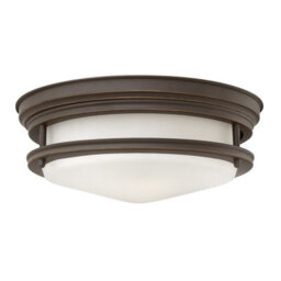 Luminosa Lighting Elstead Hinkley Hadrian 2 Light Flush Mount Oil Rubbed Bronze With Opal Glass Ip44 - thumbnail 1