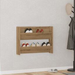 Berkfield Modern Wall Shoe Cabinet Artisan Oak 80X18X60 Cm Engineered Wood - thumbnail 2