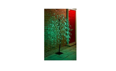 Spot On Dealz 5 Ft Weeping Willow Tree Outdoor Christmas Decorations 240 Green Led Tree Lights With Metal Flat Base Garden Ornaments For Xmas. - image 1