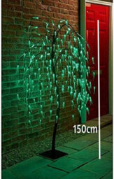 Spot On Dealz 5 Ft Weeping Willow Tree Outdoor Christmas Decorations 240 Green Led Tree Lights With Metal Flat Base Garden Ornaments For Xmas. - thumbnail 3