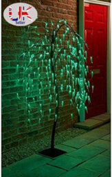 Spot On Dealz 5 Ft Weeping Willow Tree Outdoor Christmas Decorations 240 Green Led Tree Lights With Metal Flat Base Garden Ornaments For Xmas. - thumbnail 2