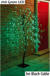 Spot On Dealz 5 Ft Weeping Willow Tree Outdoor Christmas Decorations 240 Green Led Tree Lights With Metal Flat Base Garden Ornaments For Xmas. - thumbnail 6