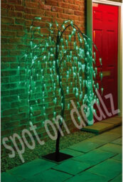 Spot On Dealz 5 Ft Weeping Willow Tree Outdoor Christmas Decorations 240 Green Led Tree Lights With Metal Flat Base Garden Ornaments For Xmas. - thumbnail 5