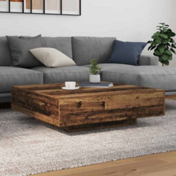 Berkfield Coffee Table With Led Lights Old Wood 100X100X31 Cm - thumbnail 1