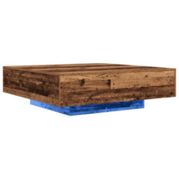 Berkfield Coffee Table With Led Lights Old Wood 100X100X31 Cm - thumbnail 4