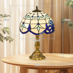 Wyld Haus Repato Rika Blue Stained Glass Table Lamp - 48Cm High, E27 Fitting, Brass Zinc Alloy Base - thumbnail 3