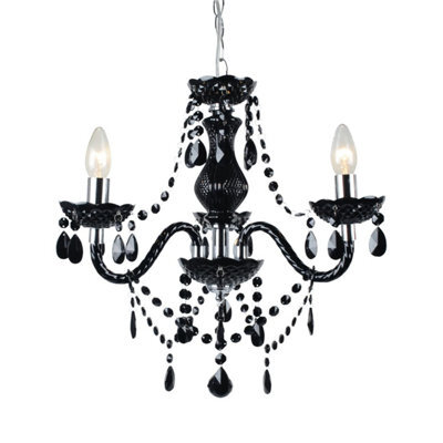 First Choice Lighting Black And Chrome Marie Therese 3 Light Ceiling Pendant Chandelier - image 1