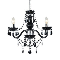 First Choice Lighting Black And Chrome Marie Therese 3 Light Ceiling Pendant Chandelier - thumbnail 1