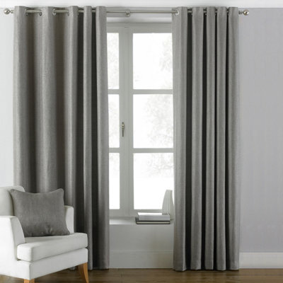 Paoletti Atlantic Twill Woven Room Darkening Eyelet Curtain Pair Grey (W)229Cm X (D)183Cm - image 1