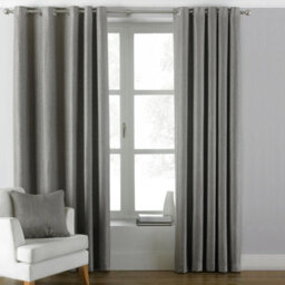 Paoletti Atlantic Twill Woven Room Darkening Eyelet Curtain Pair Grey (W)229Cm X (D)183Cm