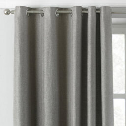 Paoletti Atlantic Twill Woven Room Darkening Eyelet Curtain Pair Grey (W)229Cm X (D)183Cm - thumbnail 2