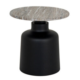 Wyld Haus London Modern Round Side Table With Marble Top And Black Metal Base - thumbnail 2