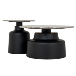 Wyld Haus London Modern Round Side Table With Marble Top And Black Metal Base - thumbnail 6