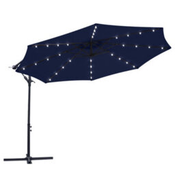 Sundaze 3M Taupe Hanging Banana Cantilever Parasol Umbrella With Led Lights, Base Weights & Cover - thumbnail 2