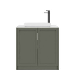 Royal Bathrooms Royal Bathroom Elmore 800mm Matt Green Freestanding Countertop Bathroom Vanity Unit 2 Door With Qubix Basin - thumbnail 7