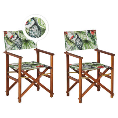Beliani Set Of 2 Garden Chairs Cine Acacia Wood Green