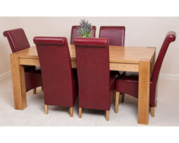 That's Furniture Kuba 180 X 90 Cm Chunky Oak Dining Table And 6 Chairs Dining Set With Montana Burgundy Leather Chairs - thumbnail 3