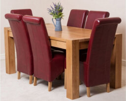 That's Furniture Kuba 180 X 90 Cm Chunky Oak Dining Table And 6 Chairs Dining Set With Montana Burgundy Leather Chairs - thumbnail 2