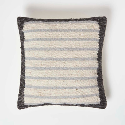 Homescapes Veria Handwoven Grey Stripe Kilim Cushion 45 X 45 Cm - image 1