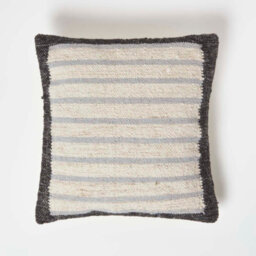 Homescapes Veria Handwoven Grey Stripe Kilim Cushion 45 X 45 Cm - thumbnail 1