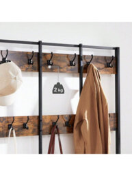 Songmics Vasagle Large Coat Rack, Entryway Cabinet With 12 Hooks And Shoe Bench,industrial Style Cloakroom Shelf,office Bedroom,steel Frame - thumbnail 4