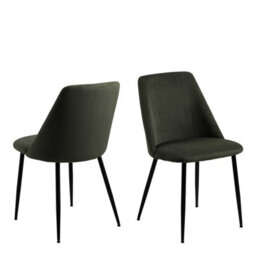 Wyld Haus Svendborg Set Of 4 Olive Green Corduroy Dining Chairs With Black Metal Legs - thumbnail 3