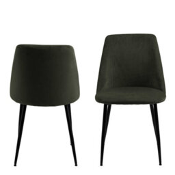 Wyld Haus Svendborg Set Of 4 Olive Green Corduroy Dining Chairs With Black Metal Legs - thumbnail 2