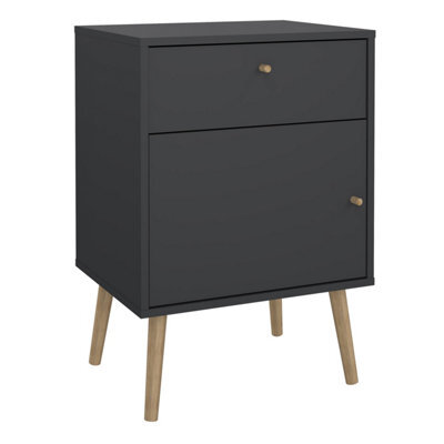 Furniture To Go Cumbria Nightstand 1 Door + 1 Drawer In Dark Grey - image 1