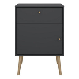 Furniture To Go Cumbria Nightstand 1 Door + 1 Drawer In Dark Grey - thumbnail 2
