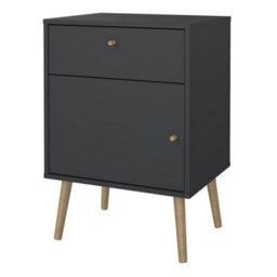 Furniture To Go Cumbria Nightstand 1 Door + 1 Drawer In Dark Grey - thumbnail 3