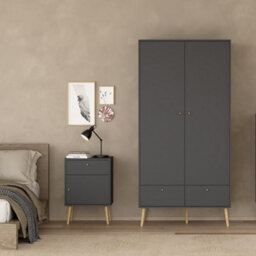 Furniture To Go Cumbria Nightstand 1 Door + 1 Drawer In Dark Grey - thumbnail 6