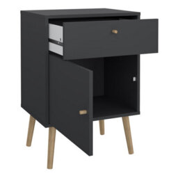 Furniture To Go Cumbria Nightstand 1 Door + 1 Drawer In Dark Grey - thumbnail 5