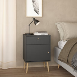 Furniture To Go Cumbria Nightstand 1 Door + 1 Drawer In Dark Grey - thumbnail 7