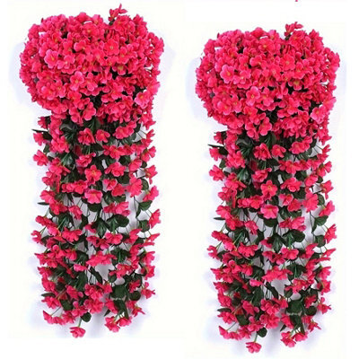 4 Artificial Hanging Baskets, Decorative Artificial Hydrangeas, Bouquet Of Red Roses For Wall, Garden Decoration - image 1