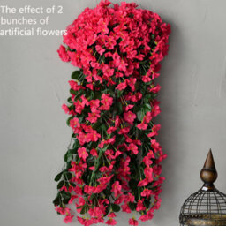 4 Artificial Hanging Baskets, Decorative Artificial Hydrangeas, Bouquet Of Red Roses For Wall, Garden Decoration - thumbnail 2