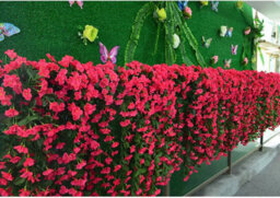 4 Artificial Hanging Baskets, Decorative Artificial Hydrangeas, Bouquet Of Red Roses For Wall, Garden Decoration - thumbnail 4