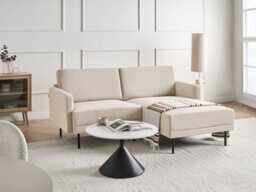 Beliani Corner Sofa 2 Seater Breda Corduroy Beige Left Hand - thumbnail 2