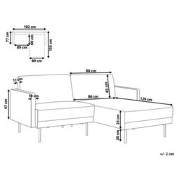 Beliani Corner Sofa 2 Seater Breda Corduroy Beige Left Hand - thumbnail 3
