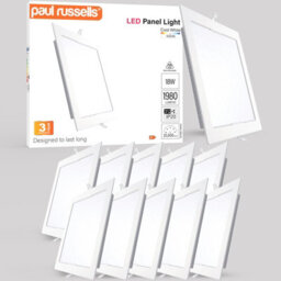 Paul Russells Led Square Panel Ceiling Lights, 18W 1980 Lumens, Spotlights, Ip20, 4000K Cool White, Pack Of 10 - thumbnail 1