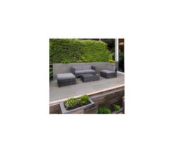 Evre Grey 4 Seat Rattan Outdoor Garden Furniture Sofa Set - California With Coffee Table - thumbnail 2