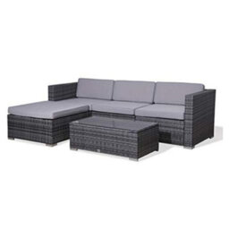 Evre Grey 4 Seat Rattan Outdoor Garden Furniture Sofa Set - California With Coffee Table - thumbnail 1