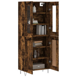 Berkfield Elegant Highboard Smoked Oak 69.5X34X180 Cm Engineered Wood - thumbnail 3