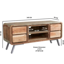 Wyld Haus Los Angeles Reclaimed Wood And Metal Media Unit, Wide Tv Cabinet With Cupboards, Drawers And Open Shelves - thumbnail 3