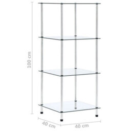 Berkfield 4-Tier Shelf Transparent 40X40X100 Cm Tempered Glass - thumbnail 5