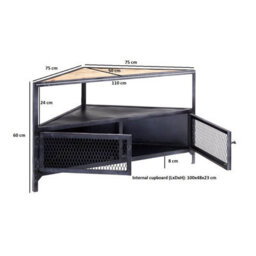 Wyld Haus Oulu Small Industrial Reclaimed Wood And Metal Corner Tv Unit 2 Doors - thumbnail 2
