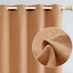Happy Homewares Orange Lined Blackout Eyelet Curtains - 46 X 54 Inch Drop - 2 Panel - thumbnail 2