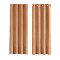 Happy Homewares Orange Lined Blackout Eyelet Curtains - 46 X 54 Inch Drop - 2 Panel