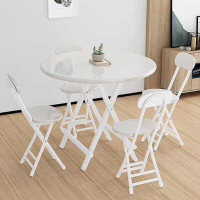 Living And Home Dining Chair Set Of 4 Compact White Wooden Folding Dining Chairs With Metal Legs Without Table - image 1